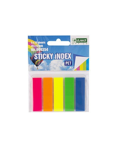 Index Plastic D.Rect 45X12Mm, Forma Dreapta, 5 Culori/Set,009354