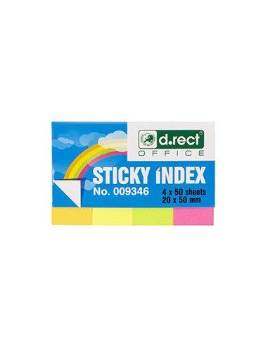 Stick Index Adeziv D.Rect 20X50Mm / 4X50F - Culori Neon,009346