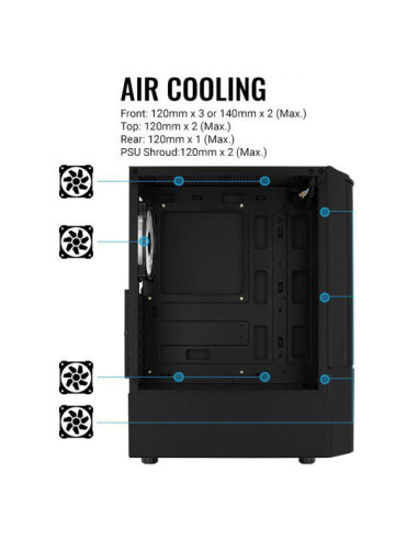 Carcasa Aerocool Quantum Mesh V3 neagra, SPCC Steel ATX Mid