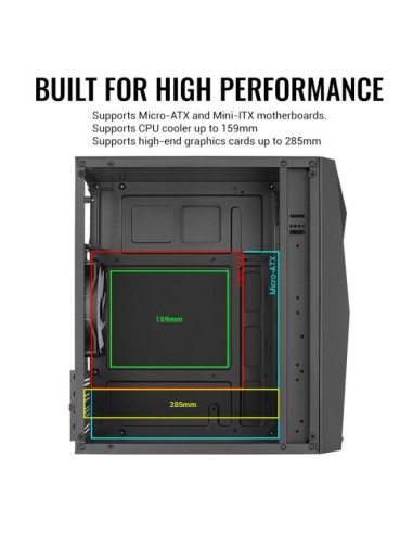 Carcasa Aerocool Raider Mini RGB neagra, SPCC Steel ATX Mini