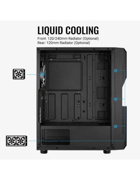 Carcasa Aerocool Menace Saturn V1 iluminare FRGB neagra, SPCC