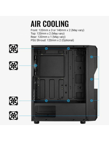 Carcasa Aerocool Menace Saturn V1 iluminare FRGB neagra, SPCC