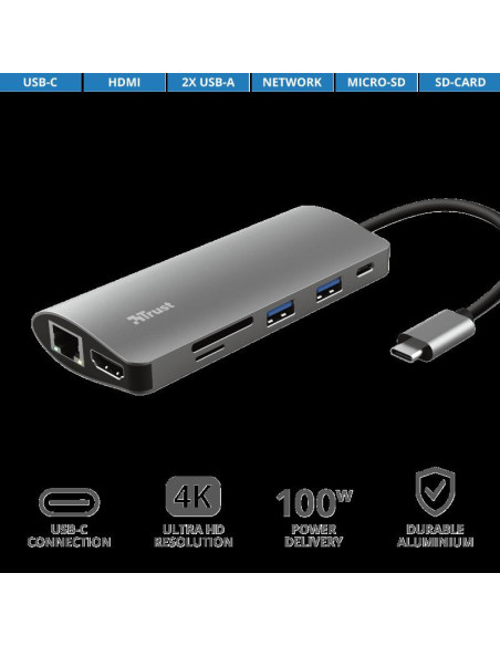 Hub USB Trust Dalyx, 7 porturi USB-C,,TR-23775