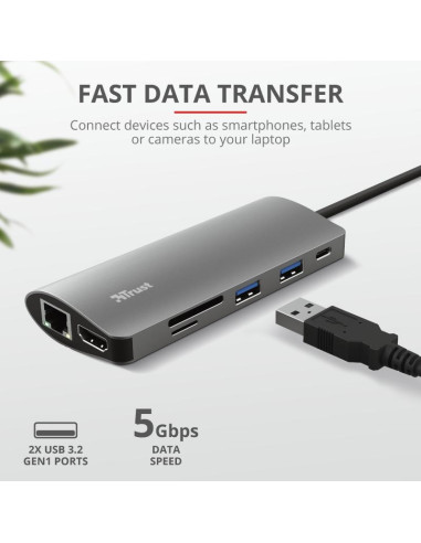 Hub USB Trust Dalyx, 7 porturi USB-C,,TR-23775
