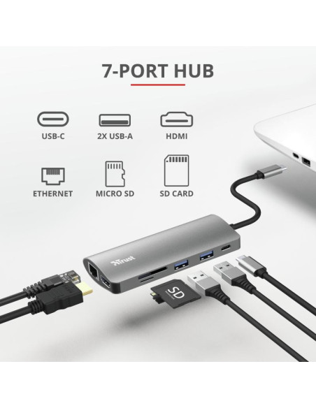 Hub USB Trust Dalyx, 7 porturi USB-C,,TR-23775