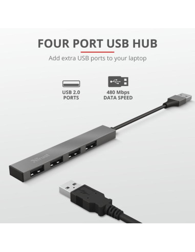Hub USB Trust Halyx Aluminium, 4 porturi,,TR-23786