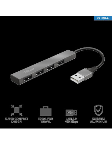 Hub USB Trust Halyx Aluminium, 4 porturi,,TR-23786