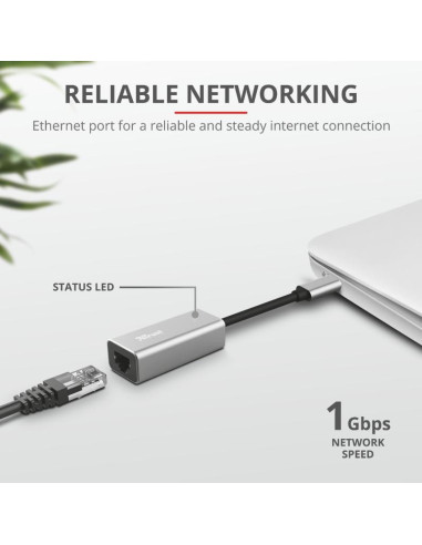 Adaptor Trust Dalyx, USB-C to Ethernet,,TR-23771