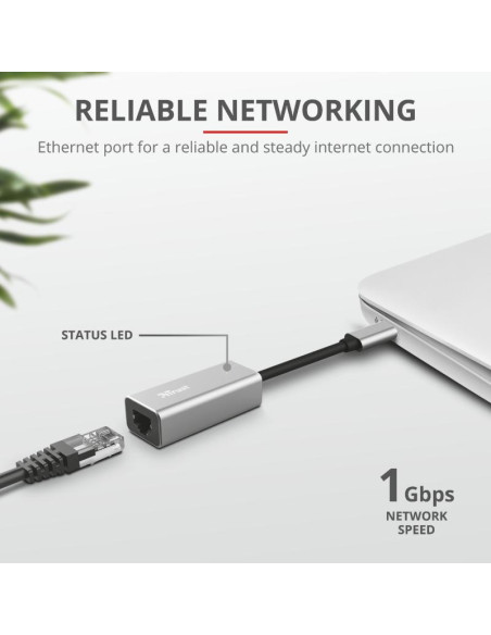 Adaptor Trust Dalyx, USB-C to Ethernet,,TR-23771