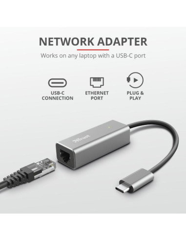 Adaptor Trust Dalyx, USB-C to Ethernet,,TR-23771