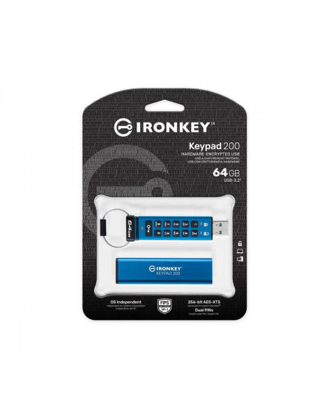 USB Flash Drive Kingston 64GB IronKey Keypad 200, USB 3.2 Gen1