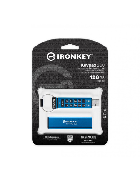 USB Flash Drive Kingston 128GB IronKey Keypad 200, USB 3.2