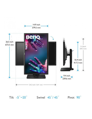 Monitor 27" BENQ PD2700Q, LED, WQHD 2560*1440, IPS, 1000:1/