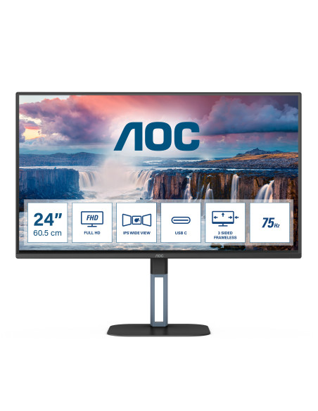 MONITOR AOC 24V5CE BK 23.8 inch, Panel Type  IPS, Backlight  WLED, Resolution  1920x1080, Aspect Ratio  16 9,  Refresh Rate 75Hz