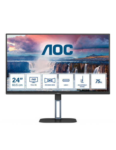 MONITOR AOC 24V5C BK 23.8 inch, Panel Type  IPS, Backlight  WLED, Resolution  1920 x 1080, Aspect Ratio  16 9,  Refresh Rate 75H