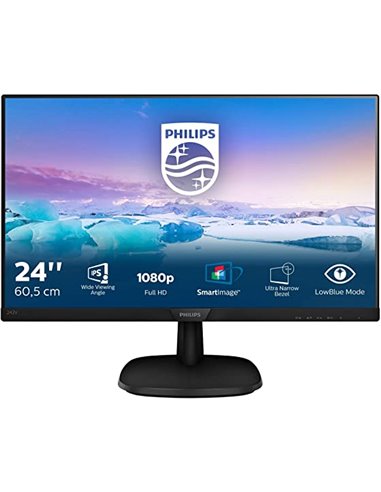Monitor, 23.8", PHILIPS, 243V7QJABF, FHD, 23.8", WLED/IPS, 16:9, 1920* 1080, 60hz, LED, 5ms GTG, 250 cd/m2, 1000:1, Flicker-free