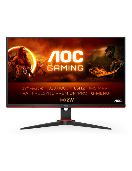 Monitor 27" AOC 27G2SAE BK, Gaming, FHD 1920*1080, 165 Hz, 4 ms, VA, WLED, 16 9, 350 cd mp, 3000 1, 178 178, Antiglare, boxe 2*2