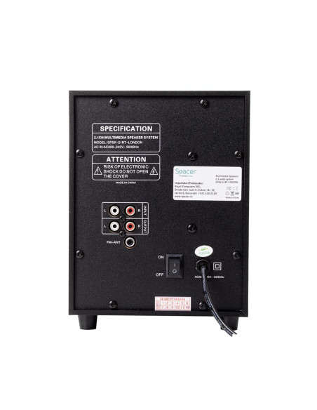 Boxe Spacer 2.1, 20W RMS (2 x 5W + 10W), alimentare 220V Boxe Spacer 2.1, 20W RMS (2 x 5W + 10W), alimentare 220V
