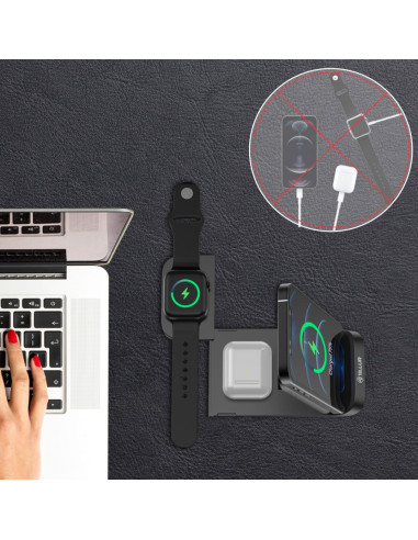 Incarcator wireless birou Tellur 3-in-1 pliabil, 15W