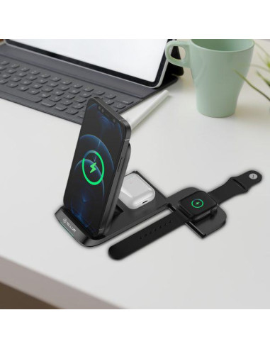 Incarcator wireless birou Tellur 3-in-1 pliabil, 15W