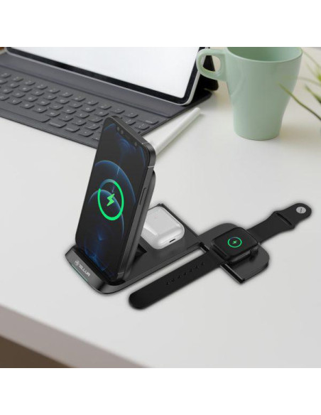 Incarcator wireless birou Tellur 3-in-1 pliabil, 15W