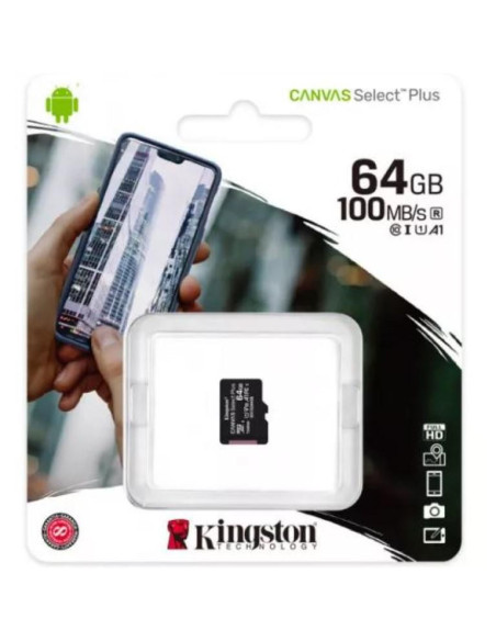 MicroSD Kingston, 64GB, Select Plus, Clasa 10 UHS-I