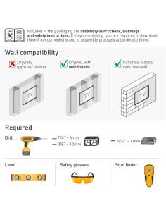 Suport TV plat/curbat de perete cu 2 brate Barkan BM464XL, 13"- 2