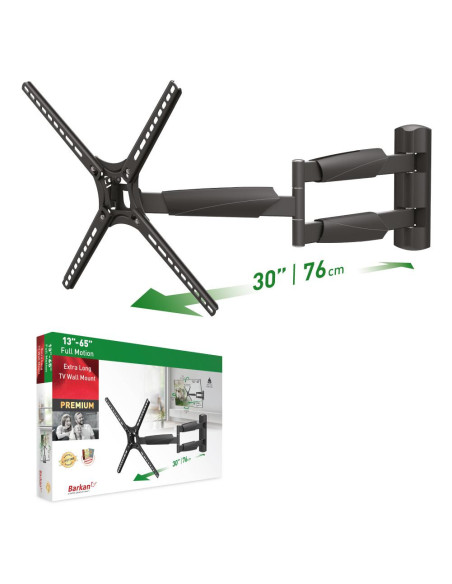 Suport TV plat/curbat de perete cu 2 brate Barkan BM464XL, 13"- Suport TV plat/curbat de perete cu 2 brate Barkan BM464XL, 13"-