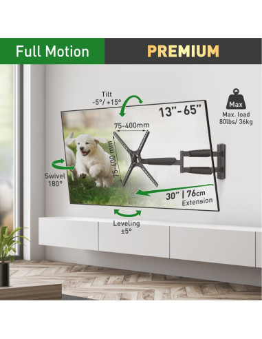 Suport TV plat/curbat de perete cu 2 brate Barkan BM464XL, 13"- Suport TV plat/curbat de perete cu 2 brate Barkan BM464XL, 13"-