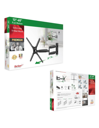 Suport TV plat/curbat de perete cu 2 brate Barkan BM464XL, 13"- Suport TV plat/curbat de perete cu 2 brate Barkan BM464XL, 13"-