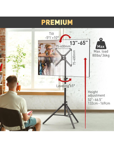 Suport tripod portabil de podea pentru TV plat/curbat Barkan