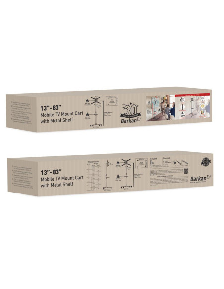Suport Mobil de podea pentru TV plat/curbat Barkan + raft metal Suport Mobil de podea pentru TV plat/curbat Barkan + raft metal