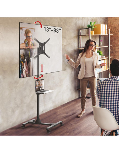 Suport Mobil de podea pentru TV plat/curbat Barkan + raft metal Suport Mobil de podea pentru TV plat/curbat Barkan + raft metal