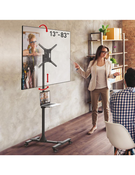 Suport Mobil de podea pentru TV plat/curbat Barkan + raft metal Suport Mobil de podea pentru TV plat/curbat Barkan + raft metal