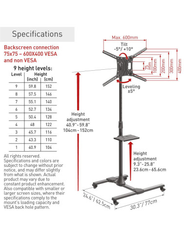 Suport Mobil de podea pentru TV plat/curbat Barkan + raft metal Suport Mobil de podea pentru TV plat/curbat Barkan + raft metal