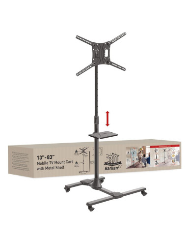 Suport Mobil de podea pentru TV plat/curbat Barkan + raft metal Suport Mobil de podea pentru TV plat/curbat Barkan + raft metal