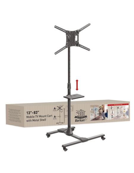 Suport Mobil de podea pentru TV plat/curbat Barkan + raft metal Suport Mobil de podea pentru TV plat/curbat Barkan + raft metal