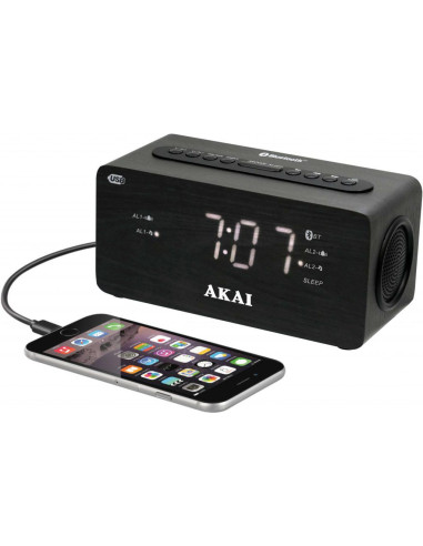 Radio cu ceas AKAI ACR-2993 Dual Alarm, Bluetooth 1.2″ white