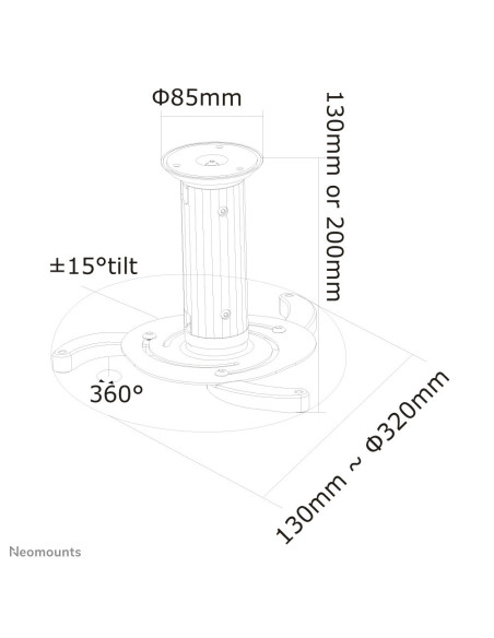 Suport Proiector pentru tavan, Neomounts by Newstar BEAMER-C80, 8-15 cm, suporta pana la 15kg,