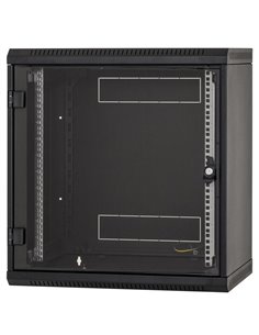 Rack de perete Triton sectiune simpla 6U 500mm adancime usa sticla panouri laterale fixe sectiuni, sectiuni acces cabluri sus/jo