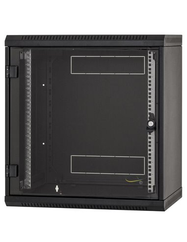 Rack de perete Triton sectiune simpla 6U 500mm adancime usa sticla panouri laterale fixe sectiuni, sectiuni acces cabluri sus/jo