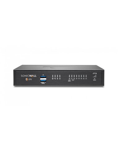 Firewall SonicWall model TZ270 8xGbE 2xUSB 3.0 firewall throughput2Gbps, IPS throughput 1Gbps, VPN throughput 750Mbps, maxim 50