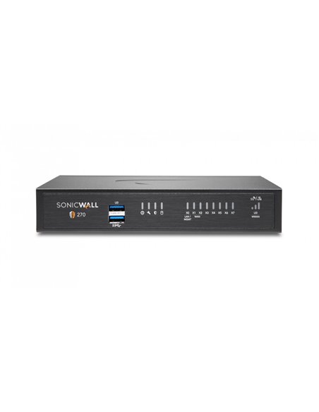 Firewall SonicWall model TZ270 8xGbE 2xUSB 3.0 firewall throughput2Gbps, IPS throughput 1Gbps, VPN throughput 750Mbps, maxim 50
