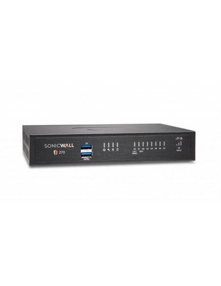 Firewall SonicWall model TZ270 8xGbE 2xUSB 3.0 firewall throughput2Gbps, IPS throughput 1Gbps, VPN throughput 750Mbps, maxim 50