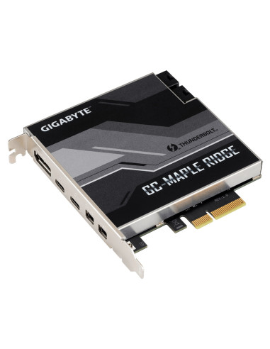 Gigabyte MAPLE RIDGE, Thunderbolt 4 add-in card, DisplayPort, Thunderbolt 4 port   USB 32. Gen2 Type-C, 2x Mini-DisplayPort In