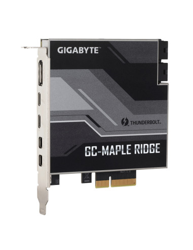 Gigabyte MAPLE RIDGE, Thunderbolt 4 add-in card, DisplayPort, Thunderbolt 4 port   USB 32. Gen2 Type-C, 2x Mini-DisplayPort In