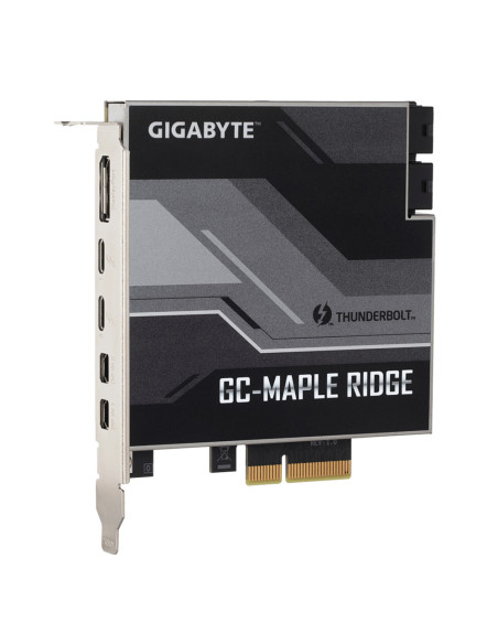 Gigabyte MAPLE RIDGE, Thunderbolt 4 add-in card, DisplayPort, Thunderbolt 4 port   USB 32. Gen2 Type-C, 2x Mini-DisplayPort In