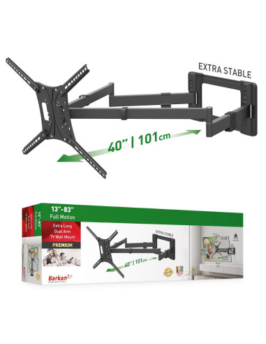 Suport TV plat/curbat de perete cu 2 brate Barkan BM464XL, 13"-