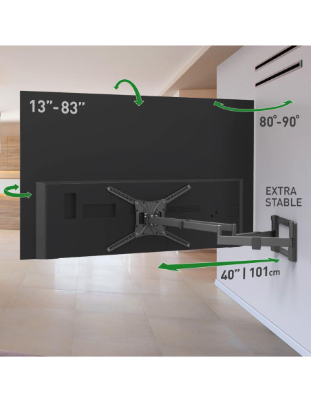 Suport TV plat/curbat de perete cu 2 brate Barkan BM464XL, 13"-