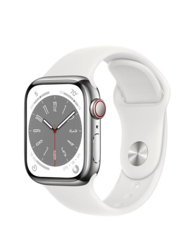 Apple Watch S8 GPS 45mm Silver Aluminium Case with White Sport